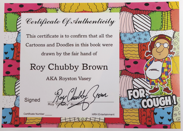 Roy Chubby Brown Certificate